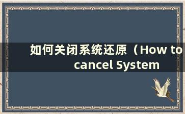 如何关闭系统还原（How to cancel System Restore）